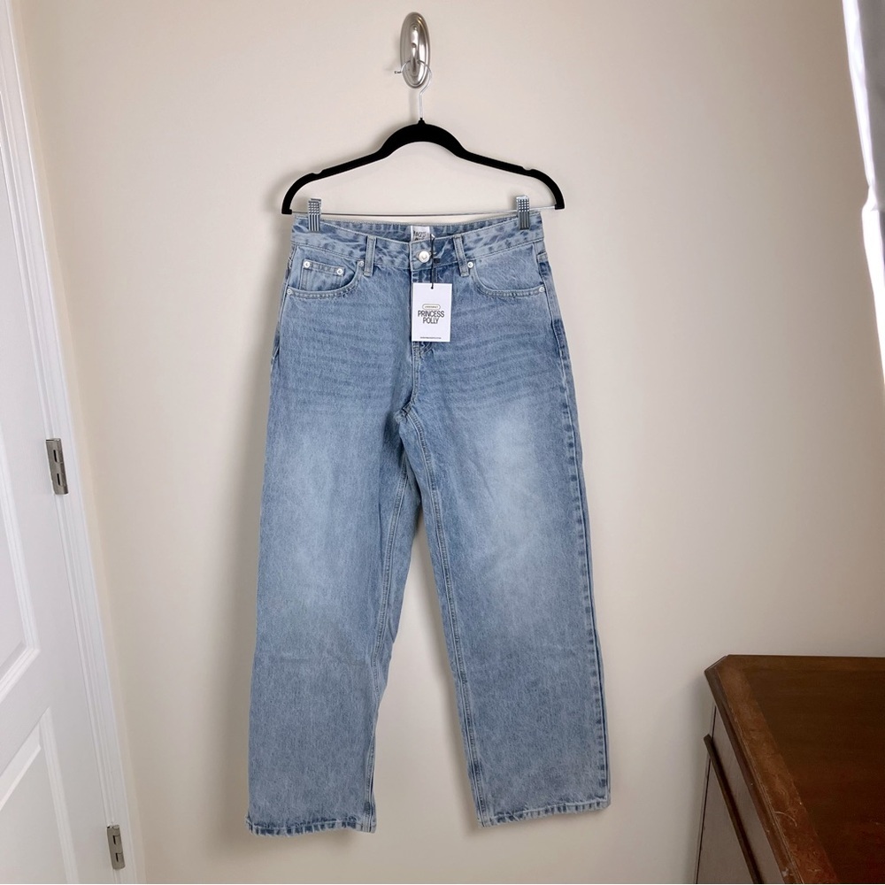 NWT Nordstrom Princess Polly Serenitia Mid Rise Relaxed Jeans Light Wash Size 4 - Picture 2 of 12
